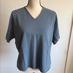 XCVI Slate Blue V-Neck Short Sleeve Tee